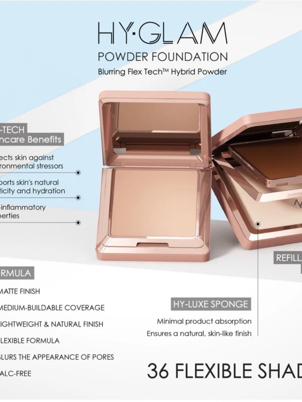 🔥NEW NATASHA DENONA HY-GLAM POWDER FOUNDATION's HY-TECH N3 - Picture 2 of 9
